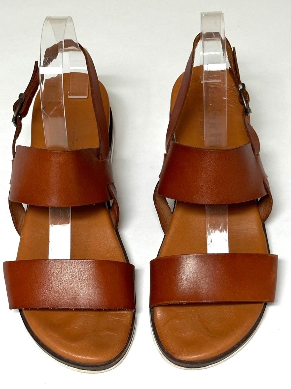 Bertuchi Spain Brown Leather Slingback Sandals Size 39 US 8/8.5 Wedge Platforms - Picture 5 of 16